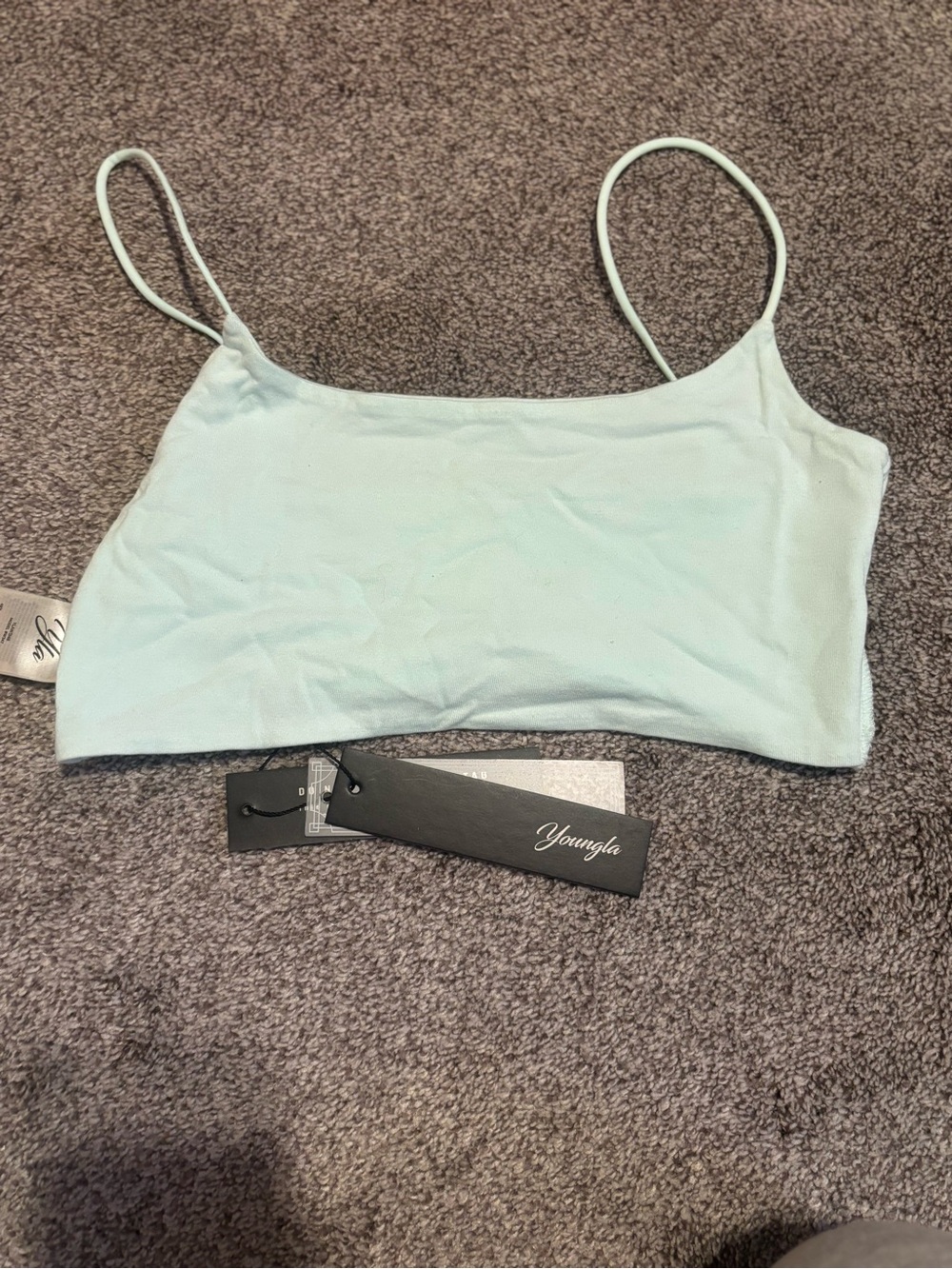 YoungLA Mint Blue Spaghetti Strap Crop Tank